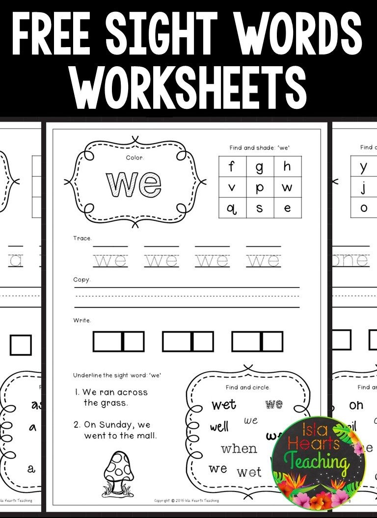 sight word the free worksheet