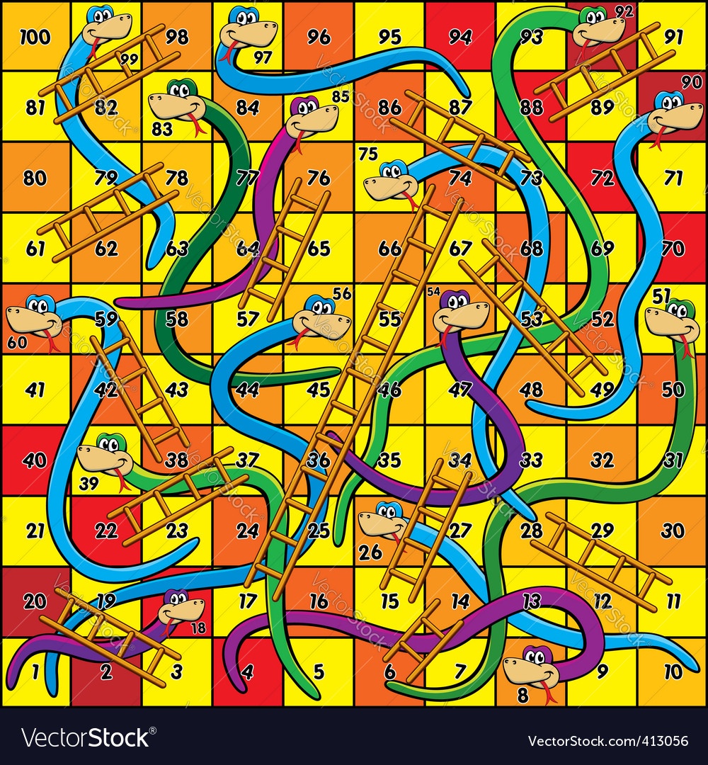 Snakes And Ladders Royalty Free Vector Image - Vectorstock - Free Snakes And Ladders Printable