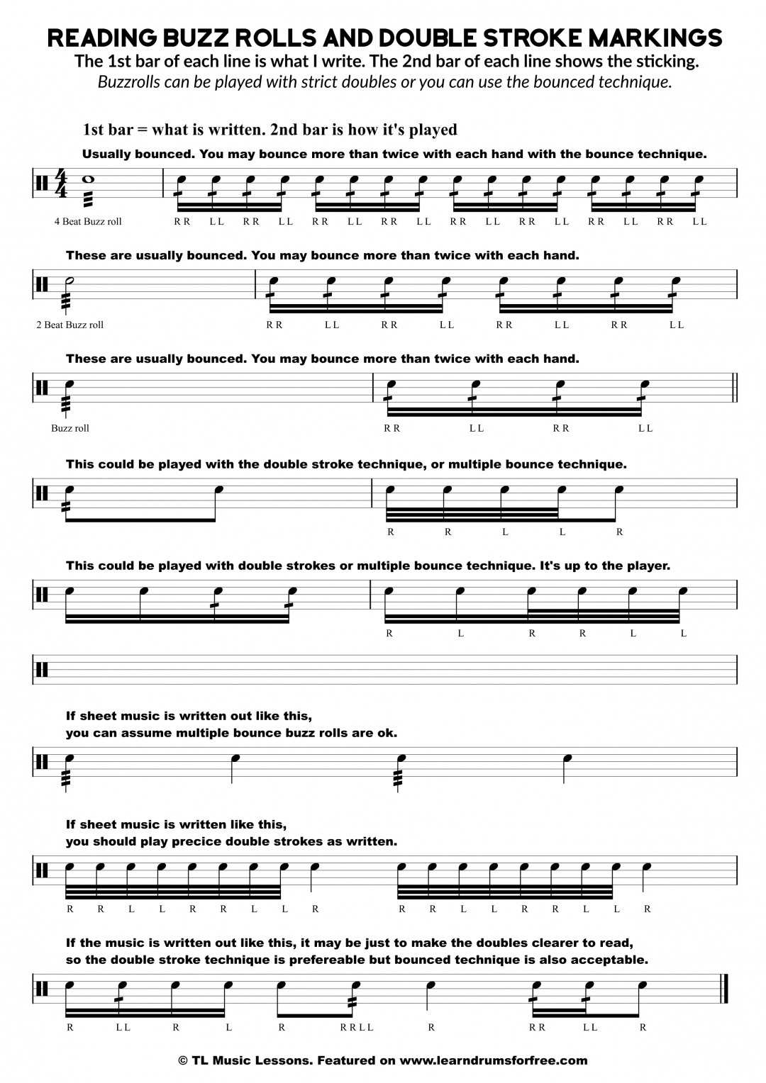 Snare Drum Sheet Music | Learn Drums For Free - Free Printable Drum Sheet Music