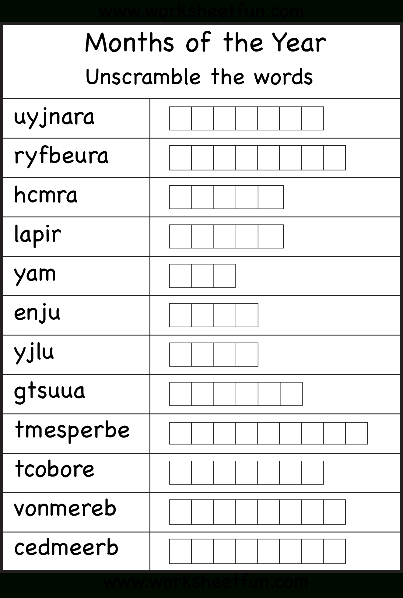 Spelling – Months Of The Year / Free Printable Worksheets – Worksheetfun - Free Printable Months Of The Year