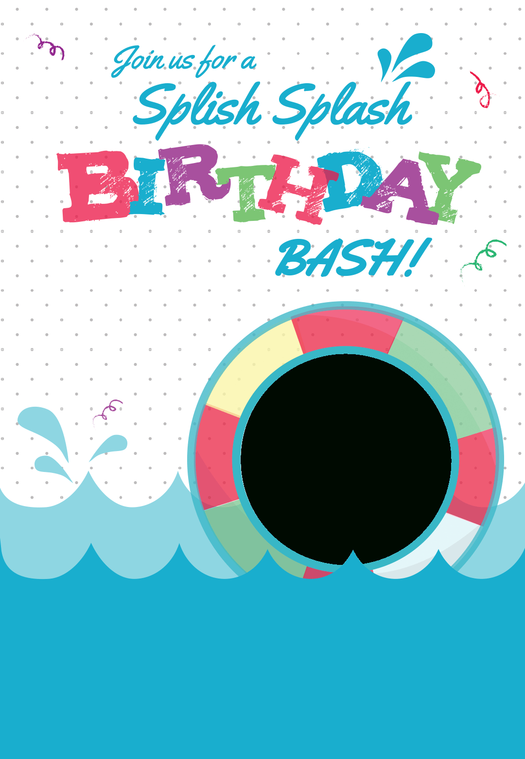 Splish Splash - Free Printable Summer Party Invitation Template - Free Printable Pool Party Invitation Cards
