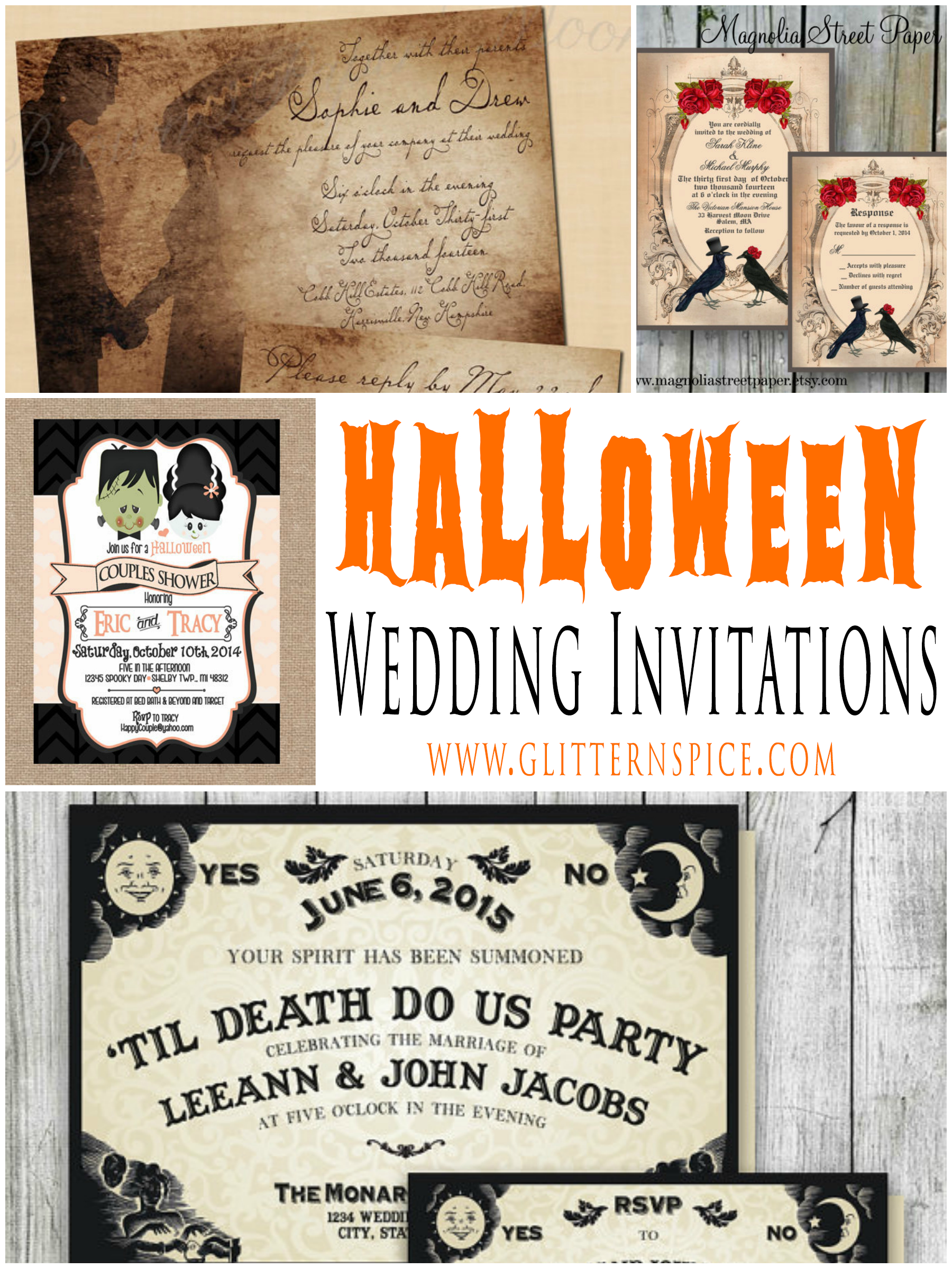 Spooktacular Halloween Wedding Invitations • Glitter &amp;#039;n Spice - Free Printable Halloween Wedding Invitations