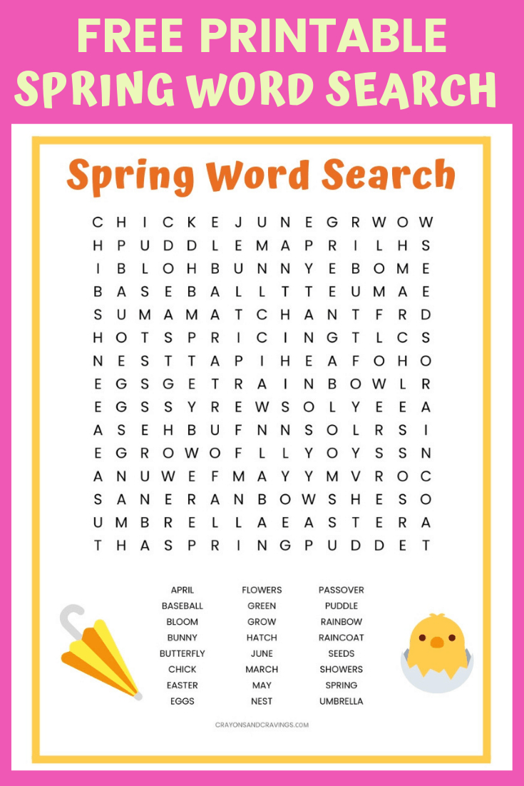 Spring Word Search Free Printable Worksheet For Kids - Word Search Free Printable Easy