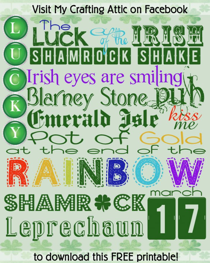 Free St Patrick's Day Subway Art Printables