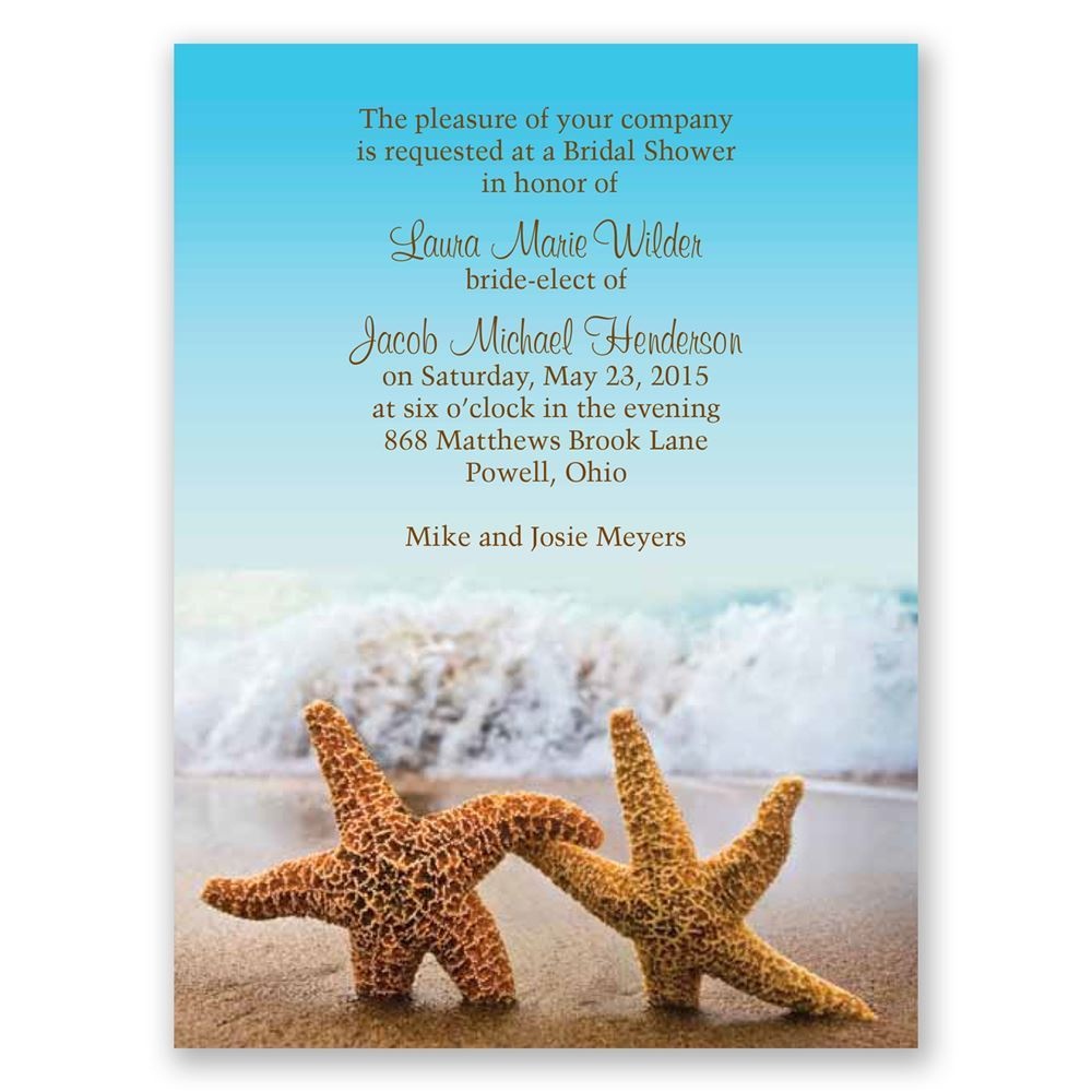 Starfish Petite Bridal Shower Invitation | Invitationsdawn - Free Printable Beach Theme Bridal Shower Invitations