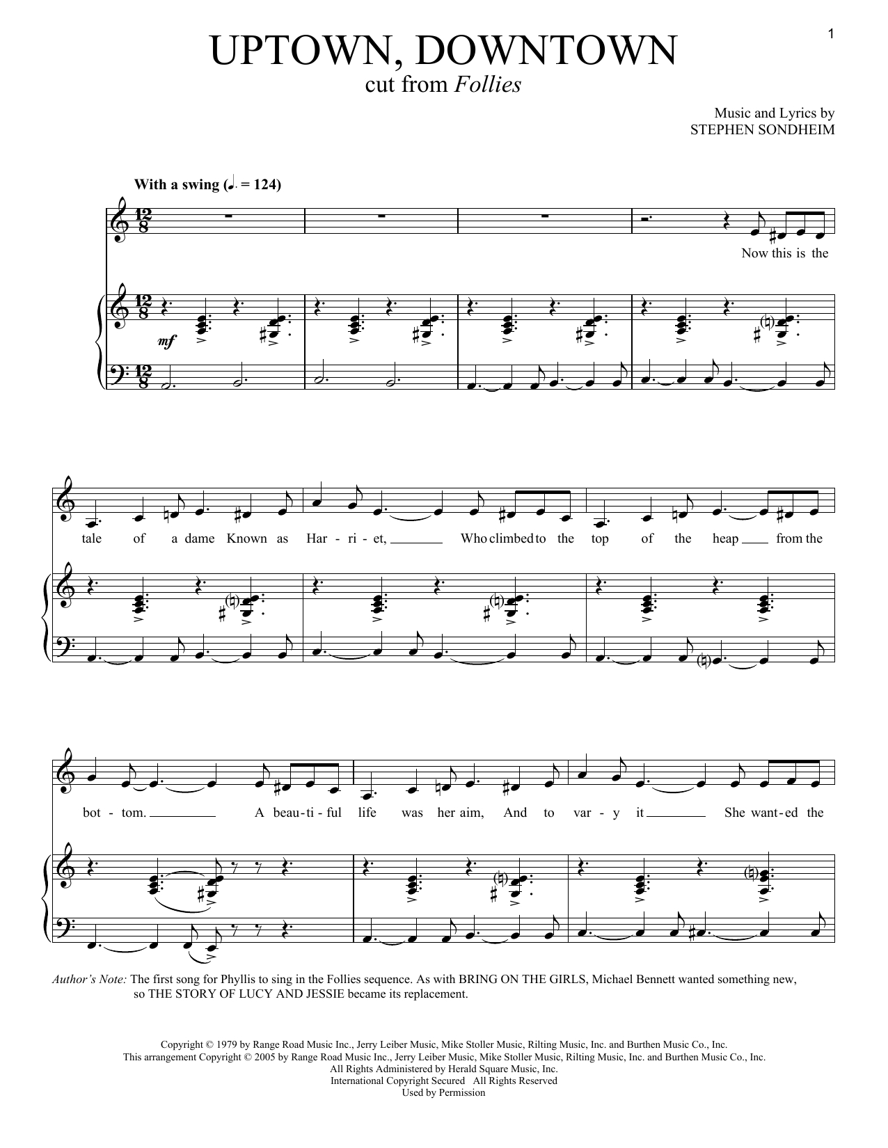 Stephen Sondheim Uptown, Downtown Sheet Music Notes, Chords - Sheet Music Online Free Printable