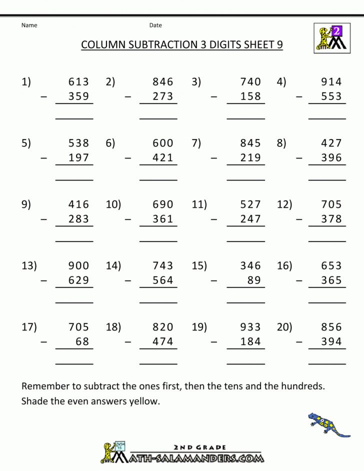 Free Printable 3 Digit Subtraction With Regrouping Worksheets