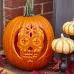 Sugar Skull Pumpkin Stencil | Better Homes & Gardens   Free Printable Sugar Skull Pumpkin Stencils
