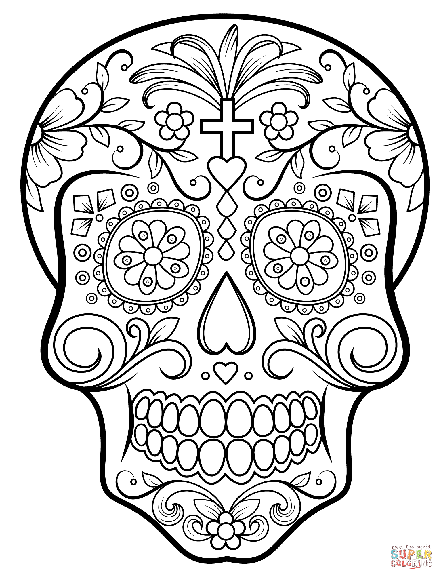 Sugar Skulls Coloring Pages | Free Coloring Pages - Free Printable Sugar Skull Coloring Pages