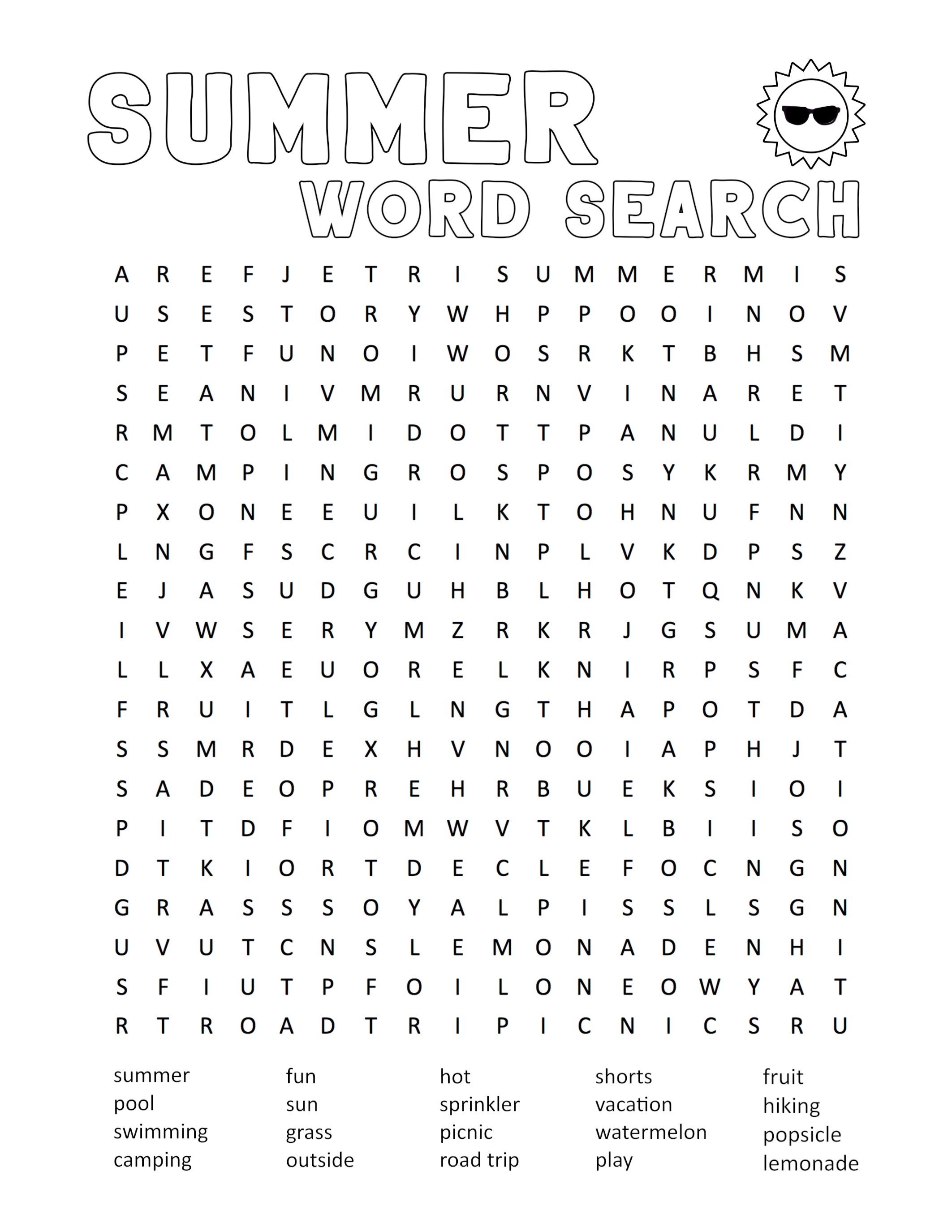 Summer Word Search Printable - Paper Trail Design - Free Search A Word Printable