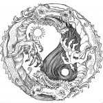 Sun And Moon Dragon Yin Yang Coloring Pages Colouring Adult Detailed   Free Printable Coloring Pages For Adults Advanced