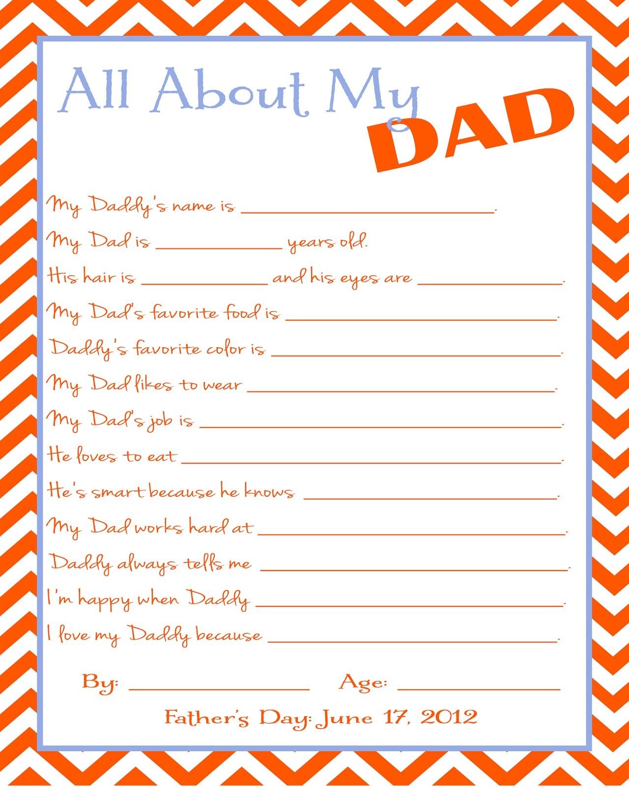 Super Cute Questionnaire For Father&amp;#039;s Day. | Craft Ideas | Father&amp;#039;s - Free Printable Dad Questionnaire