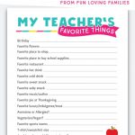 Teacher Favorite Things: Printable Questionnaire For Teacher Gifts   Make A Printable Survey Free