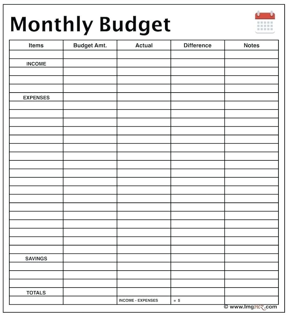 monthly expense and income spreadsheet