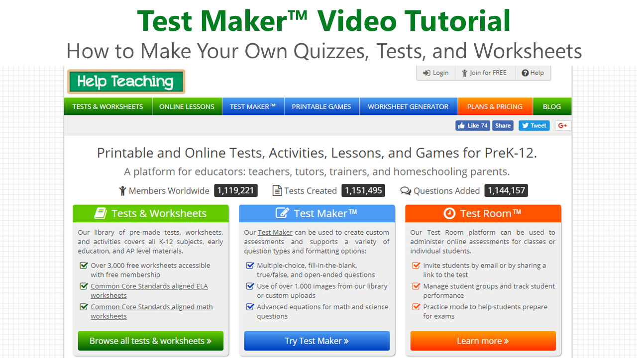 Test Maker - How To Create Your Own Worksheets Video Tutorial - Free Printable Test Maker For Teachers