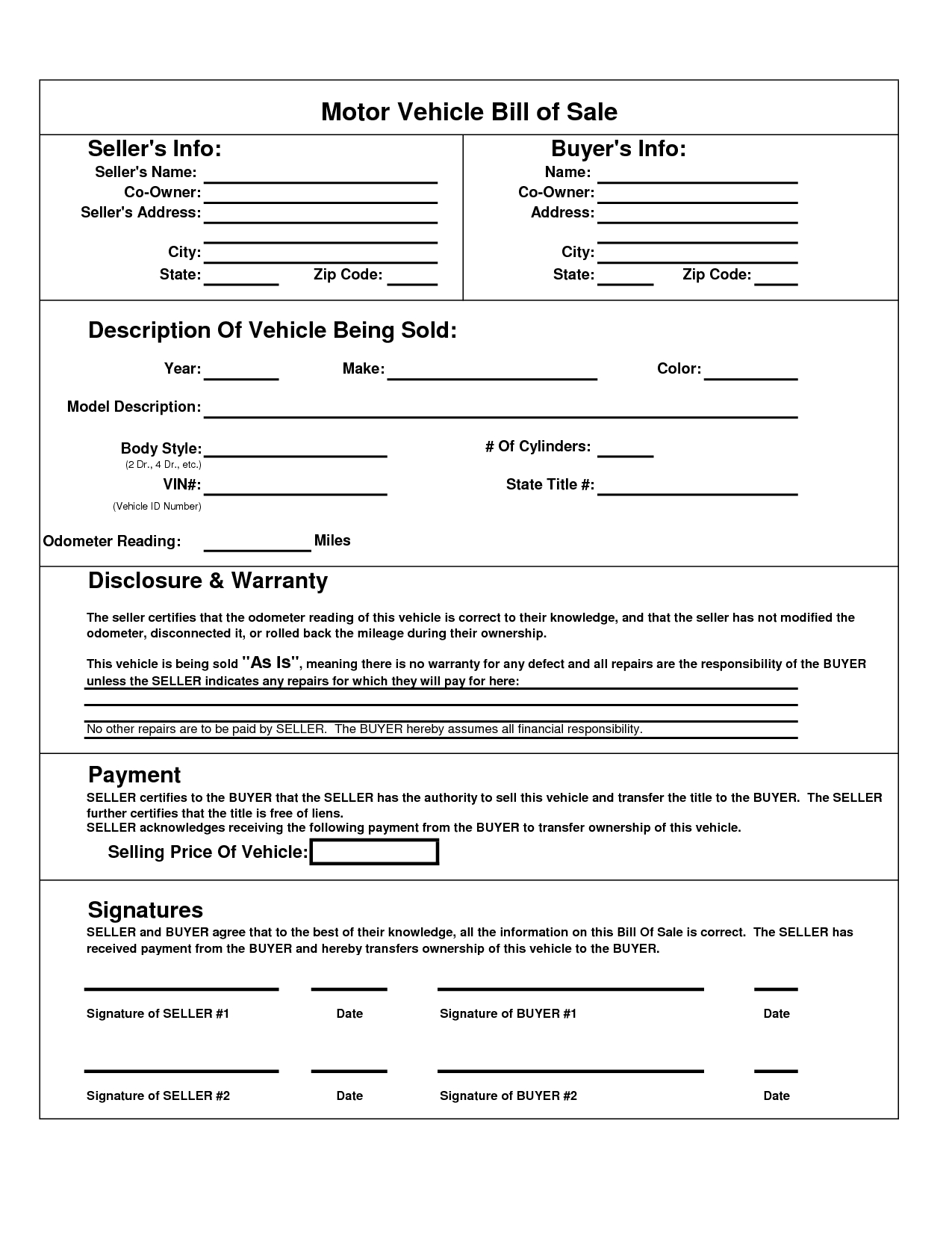 Texas Motor Vehicle Bill Sale Form | Books Worth Reading | Bill Of - Free Printable Vehicle Bill Of Sale