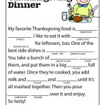 Thanksgiving Dinner Mad Lib | Esl | Mad Libs For Adults   Free Printable Thanksgiving Mad Libs