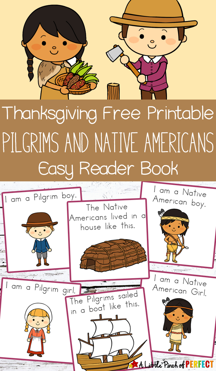 Thanksgiving Free Printable Easy Reader Book: Pilgrims And Native - Thanksgiving Printable Books Free