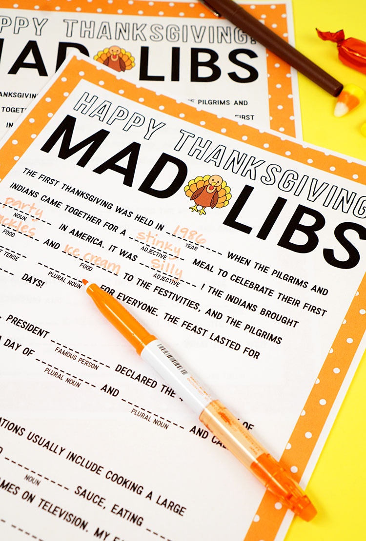 Free Printable Thanksgiving Mad Libs Free Printable