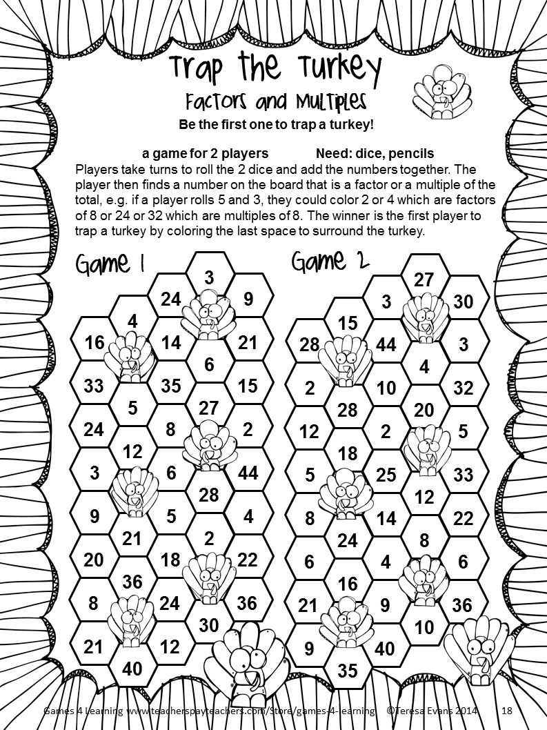 Thanksgiving Math Games Fourth Grade: Fun Thanksgiving Activities - Free Printable Thanksgiving Math Worksheets For 3Rd Grade