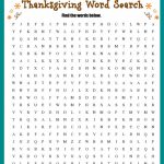 Thanksgiving Word Search Free Printable Worksheet   Free Printable Word Finds