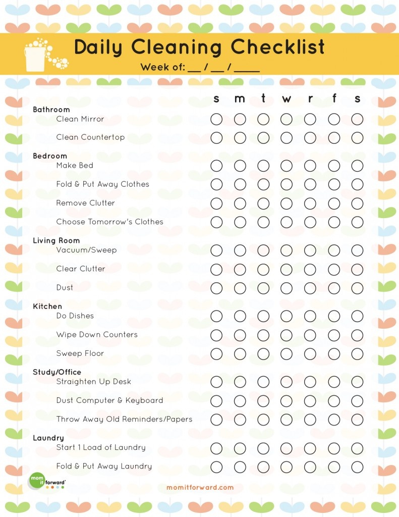 The Best Free Printable Cleaning Checklists - Sarah Titus - Free Printable Daily Cleaning Checklist