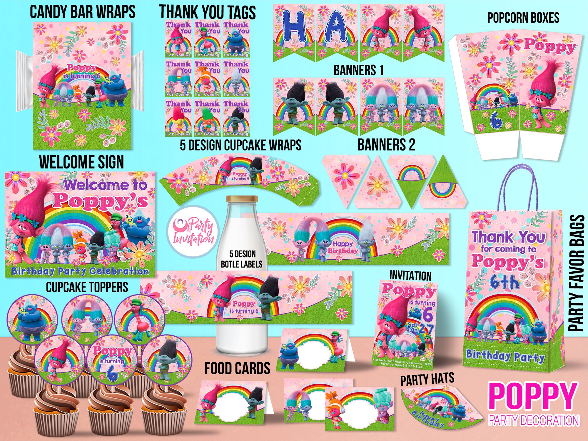 The Best Trolls Birthday Party Ideas - Happiness Is Homemade - Free Trolls Printables