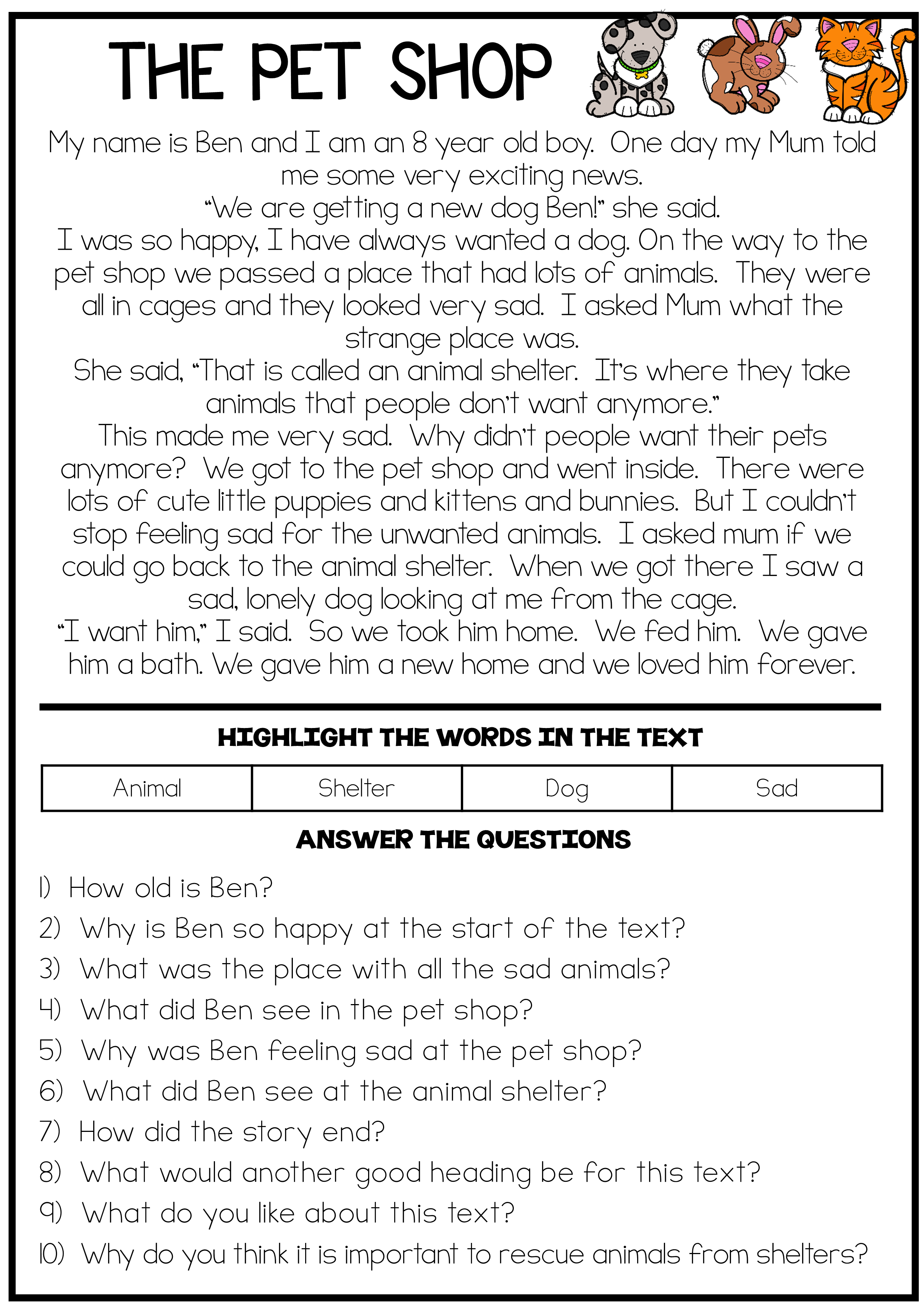 Grade 3 Free Printable French Reading Comprehension Reading Comprehension Worksheets For Grade