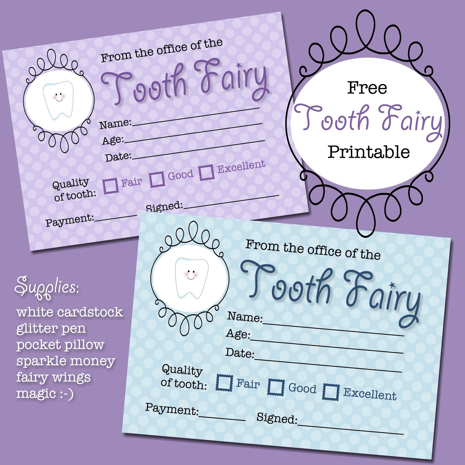The Polka Dot Posie: Free Tooth Fairy Receipt Printable - Free Tooth Fairy Printables
