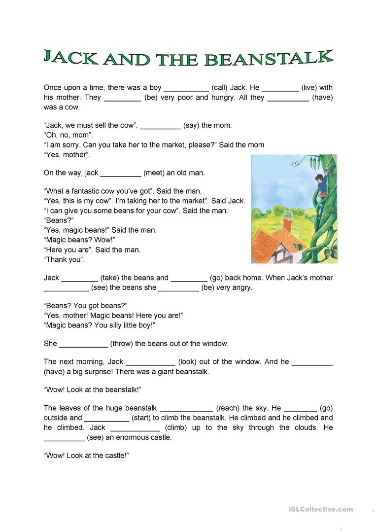 The Story Of Jack And The Beanstalk Worksheet - Free Esl Printable - Jack And The Beanstalk Free Printable Activities