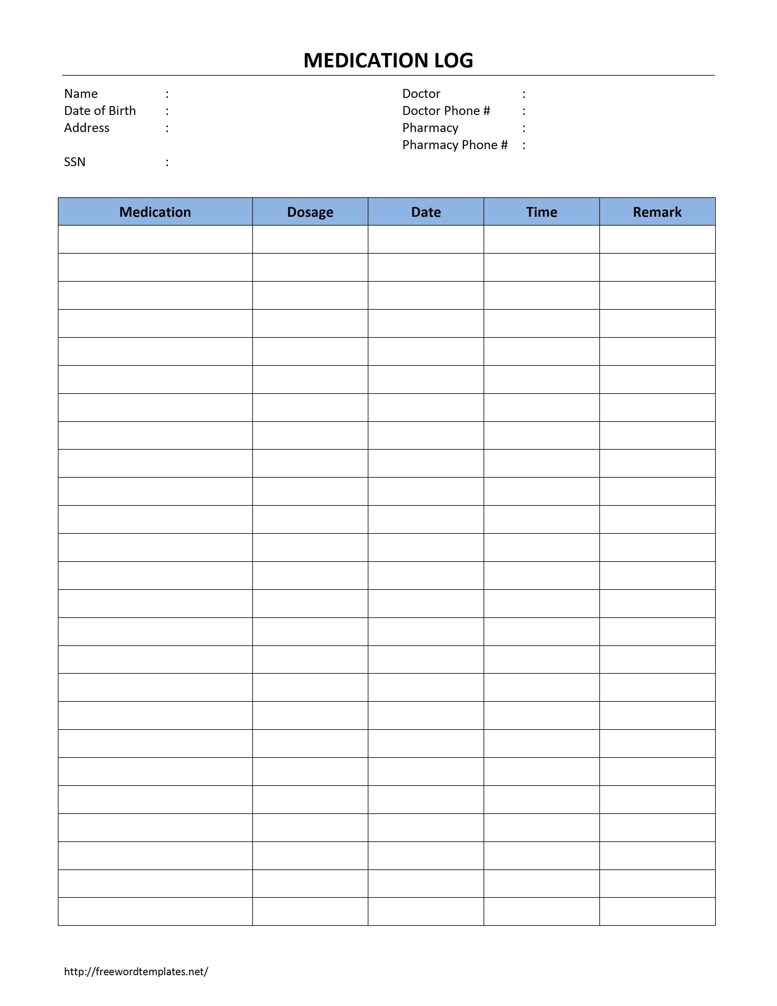 This Is A Medication Log Template That You Can Use To Record Day-To - Free Printable Wallet Medication List Template