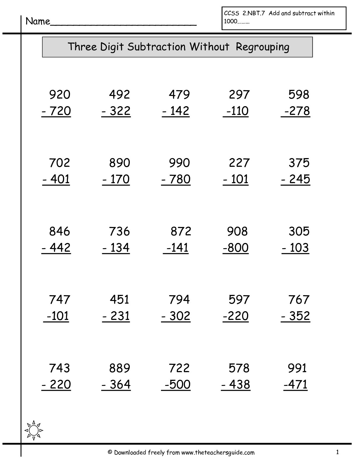 3 Digit Subtraction With Regrouping Printable 4617