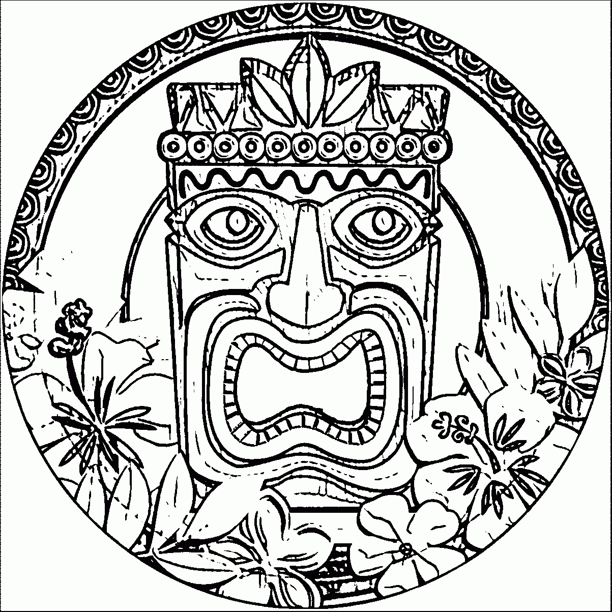 Tiki Coloring Page - Coloring Pages For Kids And For Adults - Tiki Coloring Pages Free Printables