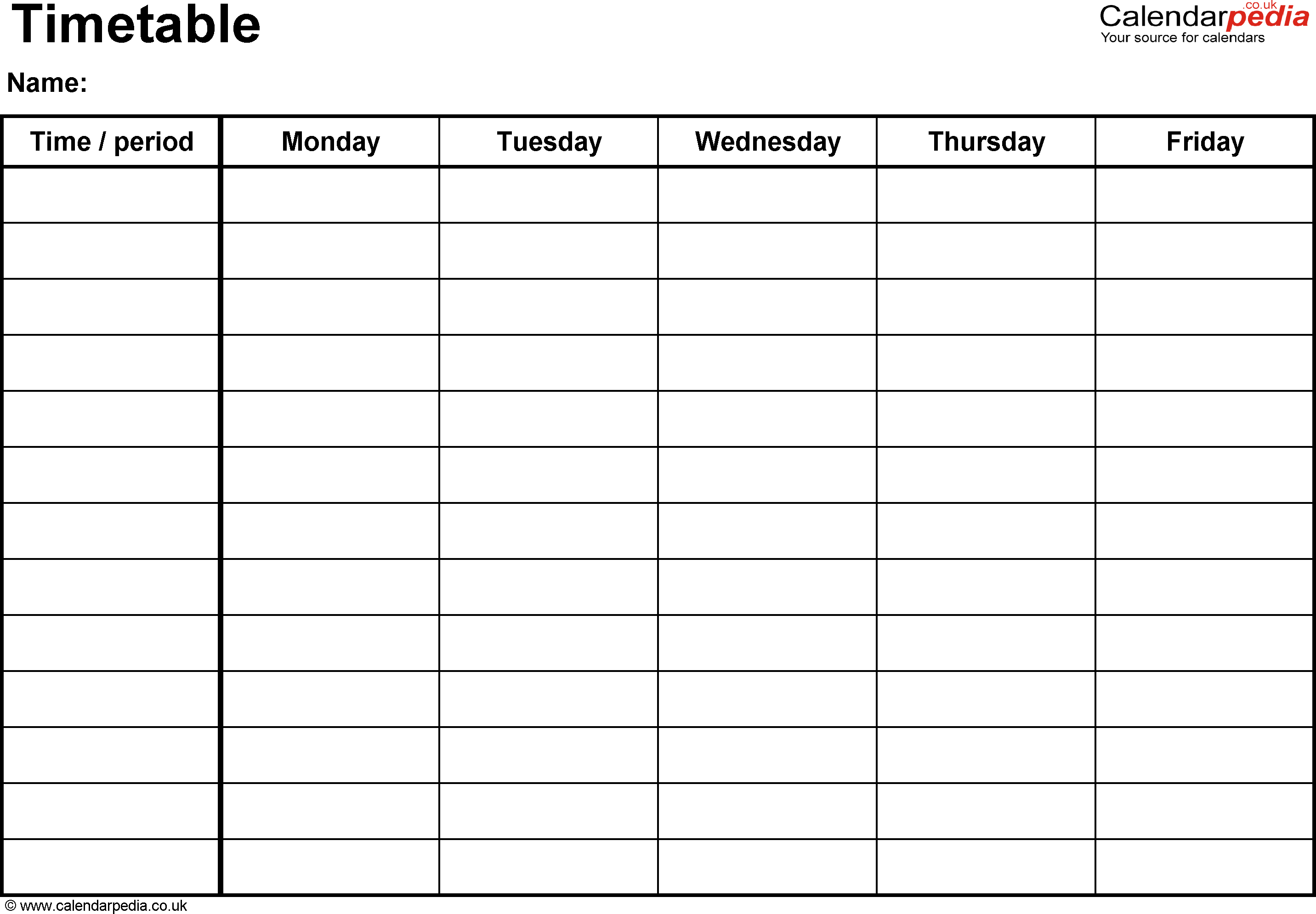 Timetable Templates For Microsoft Word - Free And Printable - Free Printable Class List Template For Teachers