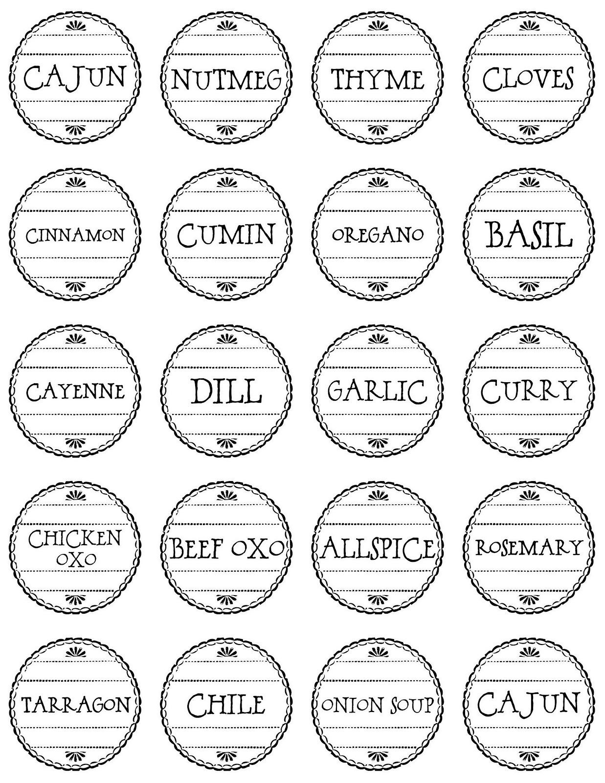 Herb labels with charming illustrations