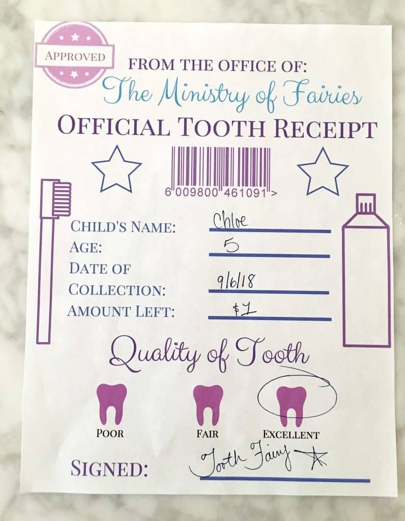 Tooth Fairy Receipt And Letter Printables - Crafty Little Gnome - Free Tooth Fairy Printables
