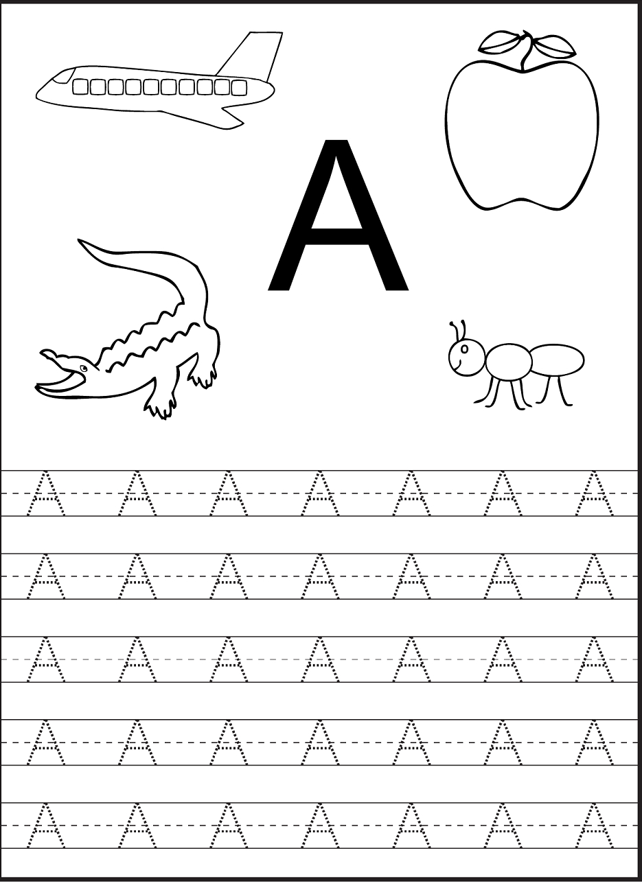 Tracing The Letter A Free Printable | Alphabet And Numbers Learning - Free Printable Preschool Worksheets Tracing Letters