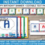 Train Party Banner Template | Happy Birthday Banner | Editable Bunting   Simone Made It Free Printables