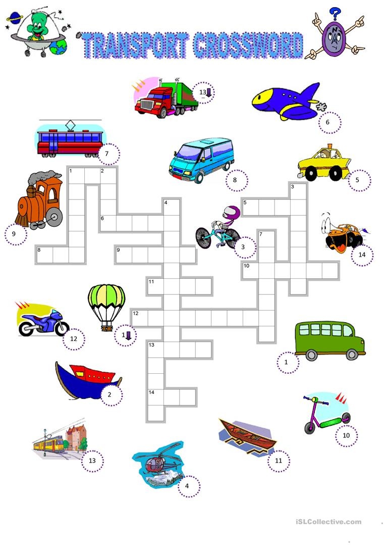 Transport Crossword Worksheet - Free Esl Printable Worksheets Made - Free Printable Transportation Worksheets For Kids