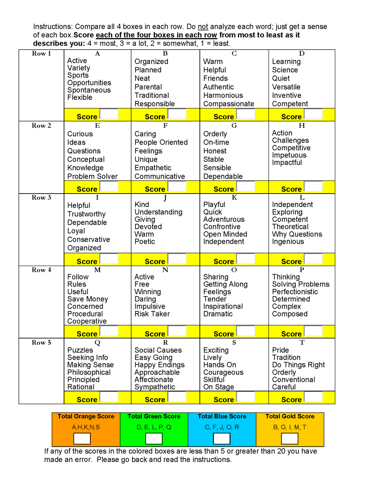 Myers Briggs Personality Test Free Online Printable Pdf