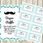 Turquoise Mustache Baby Shower Diaper Raffle Ticket Cards And Sign   Mustache Baby Shower Games Free Printables