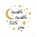 Twinkle Twinkle Little Star Text With Cute Gold Star And Moon   Twinkle Twinkle Little Star Baby Shower Free Printables