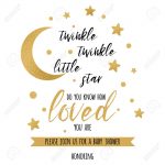 Twinkle Twinkle Little Star Text With Gold Star And Moon For.. Stock   Twinkle Twinkle Little Star Baby Shower Free Printables
