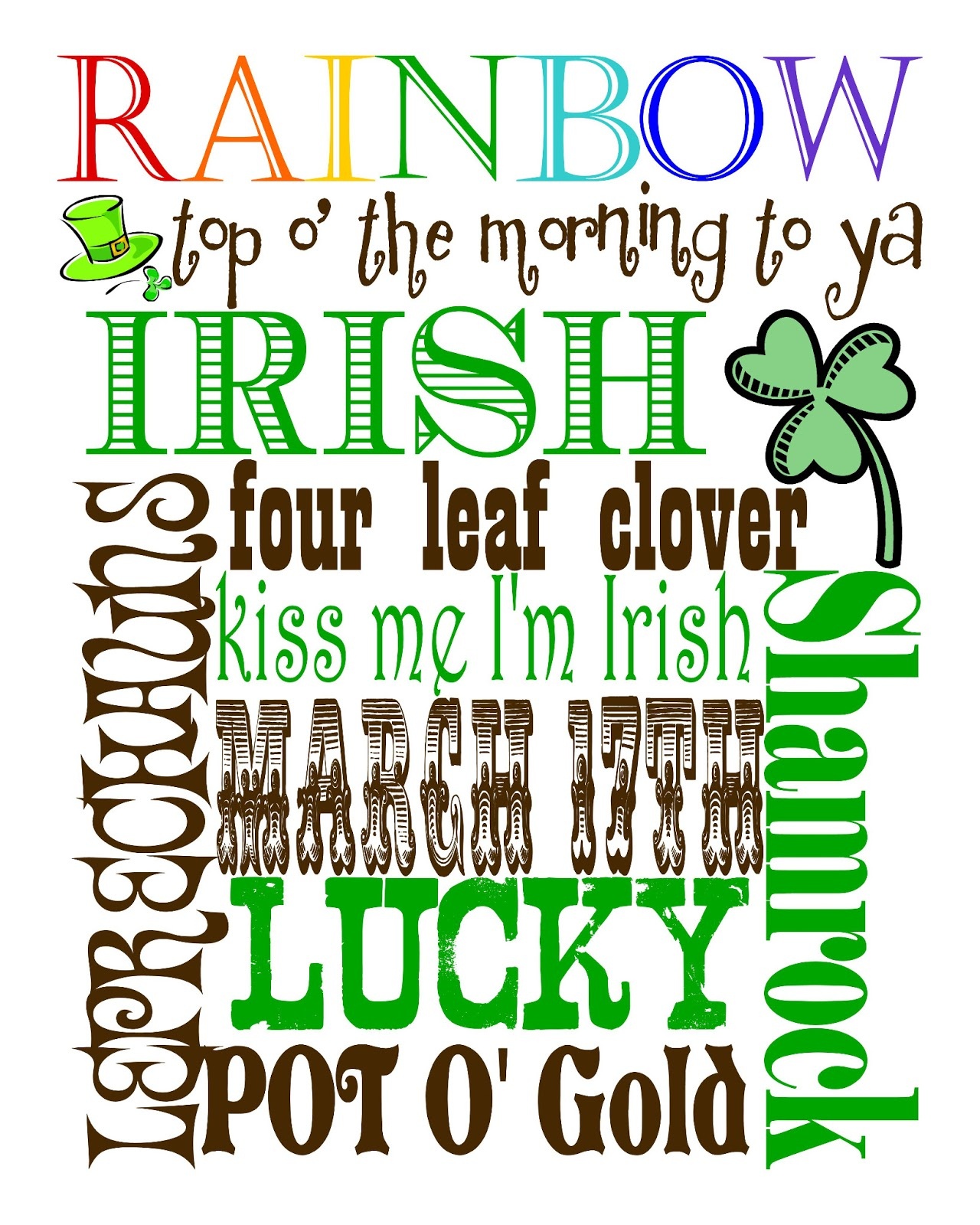 Two Magical Moms: Free St. Patrick&amp;#039;s Day Printable - Free St Patrick&amp;#039;s Day Subway Art Printables