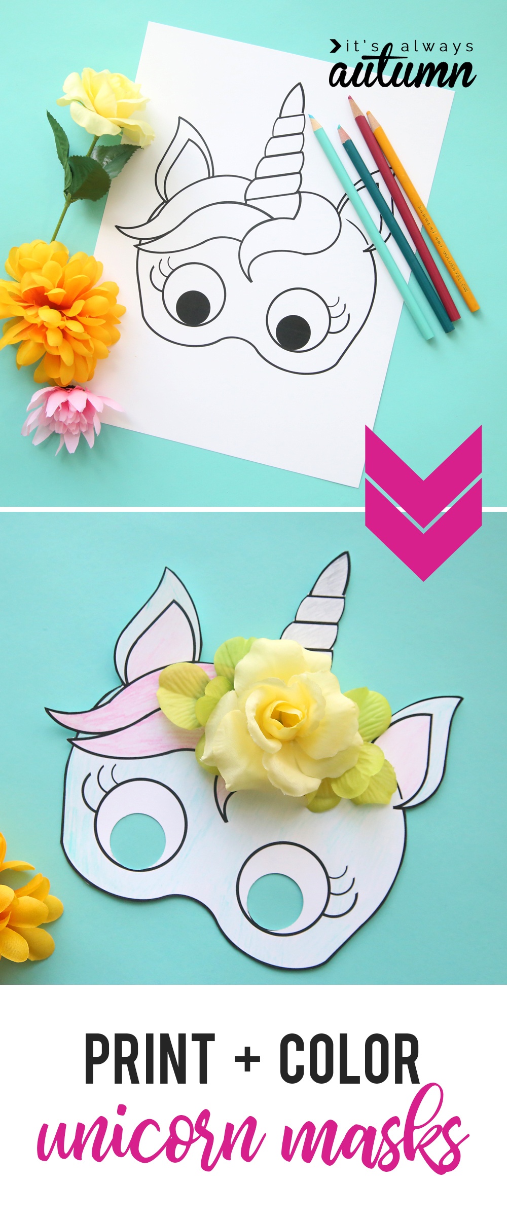 Unicorn Masks To Print And Color {Free Printable} - It&amp;#039;s Always Autumn - Free Printable Paper Masks