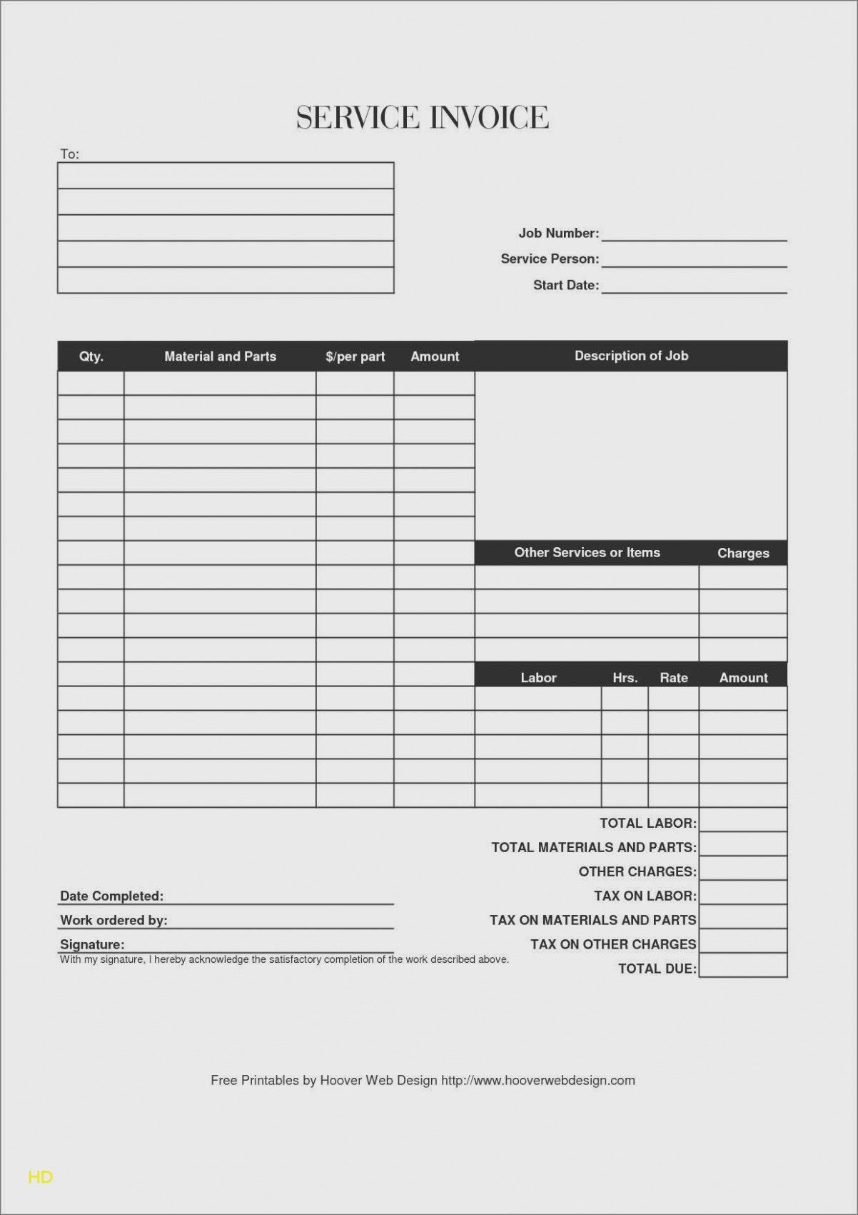 Unique Service Work Order Templates #xls #xlsformat #xlstemplates - Free Printable Work Invoices