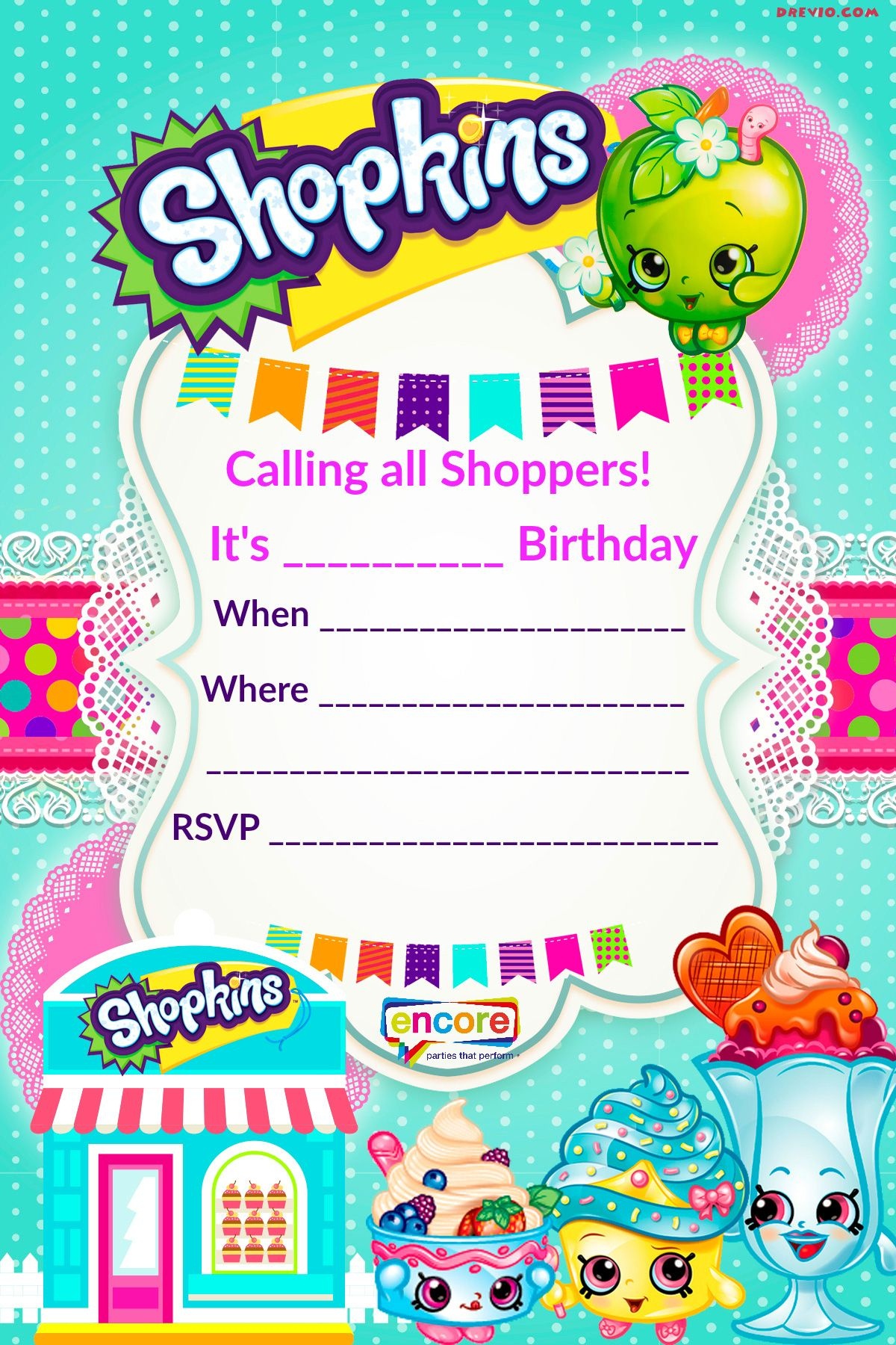 Updated - Free Printable Shopkins Birthday Invitation Template - Free Shopkins Party Printables