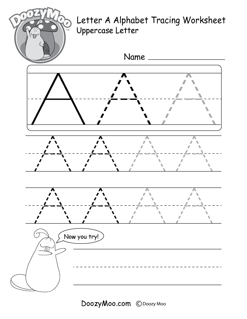 Uppercase Letter Tracing Worksheets (Free Printables) - Doozy Moo - Free Printable Tracing Alphabet Worksheets