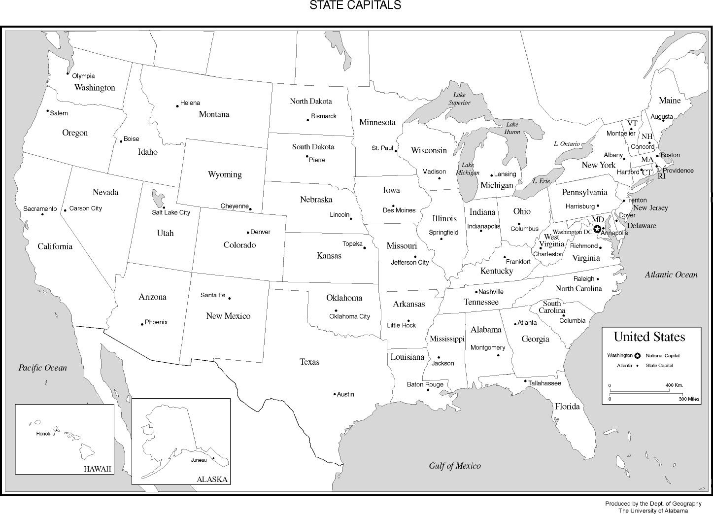 Usa Map - States And Capitals - Free Printable Map Of United States With States Labeled