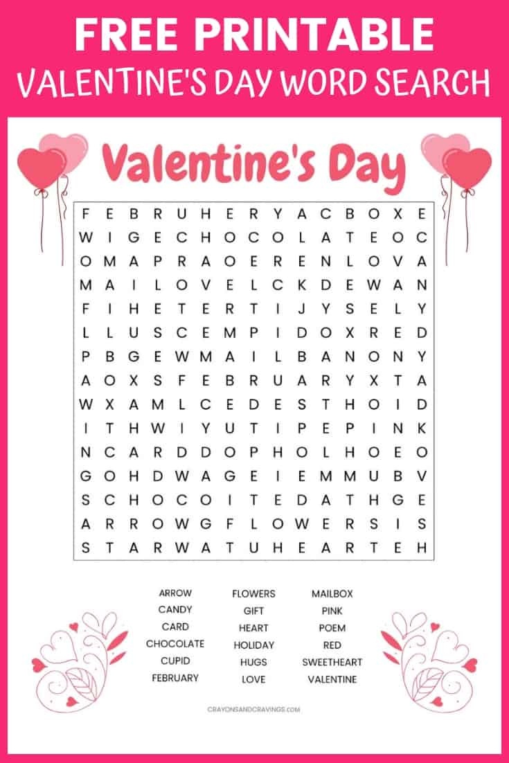 Valentine's Word Search Free Printable Worksheet - Free Printable Valentine Word Search For Adults